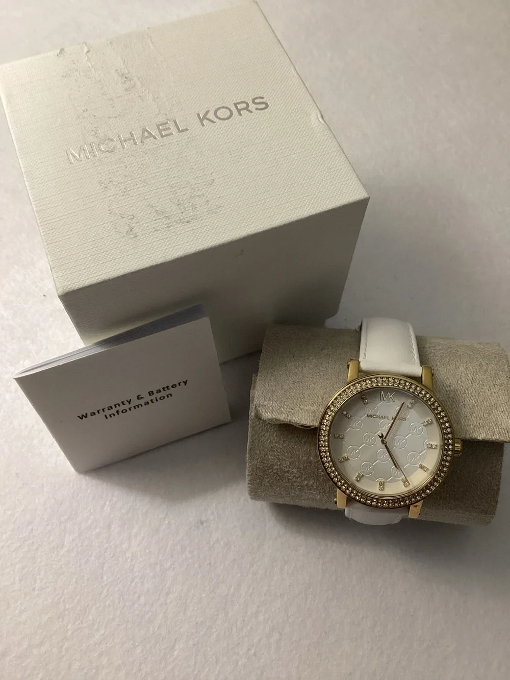 Michael Kors Corey Three-Hand White Leather Watch 38mm